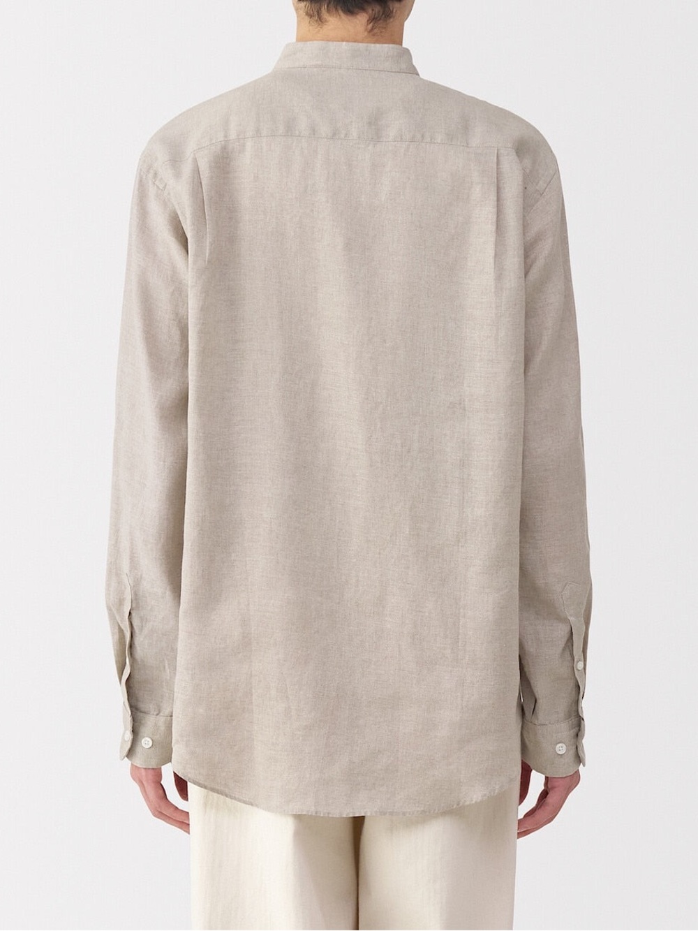 MUJI Men’s 100% Linen Stand Collar Shirt in Natural - L - Picture 3 of 16
